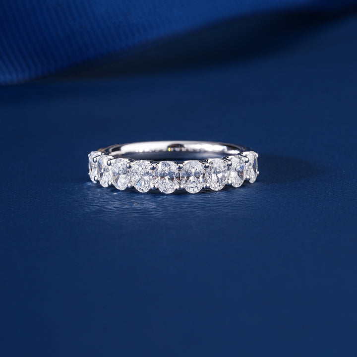 1.15 TCW Oval Cut Lab Grown Diamond Half Eternity Elegant Women Wedding Band
