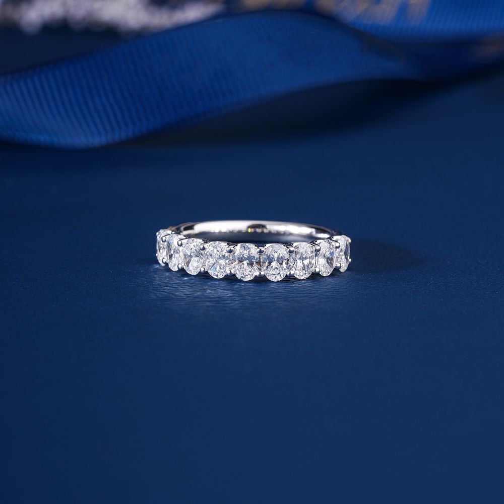 1.25 TCW Oval Cut Lab Grown Diamond Sparkle Wedding Band