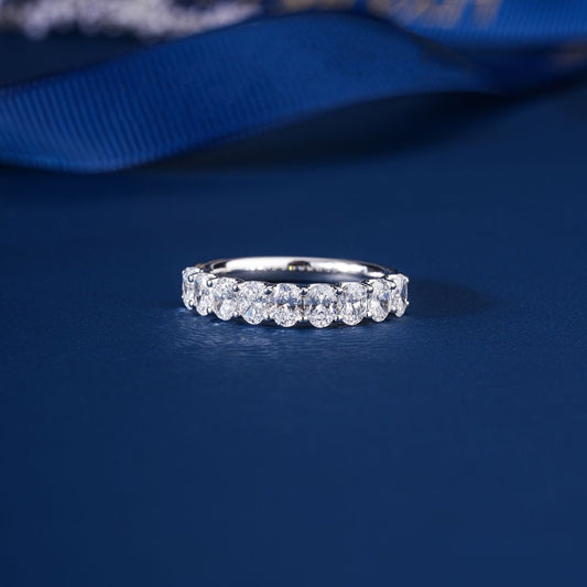 1.25 TCW Oval Cut Lab Grown Diamond Sparkle Wedding Band