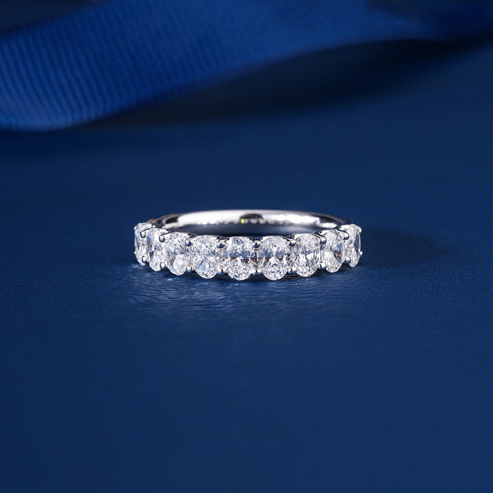 0.70 TCW Oval Cut Lab Grown Diamond Delicate Wedding Band