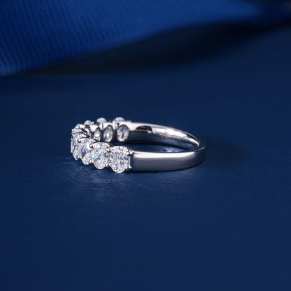 1.15 TCW Oval Cut Lab Grown Diamond Half Eternity Elegant Women Wedding Band
