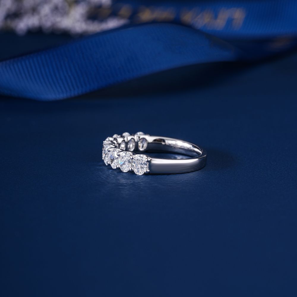 1.25 TCW Oval Cut Lab Grown Diamond Sparkle Wedding Band