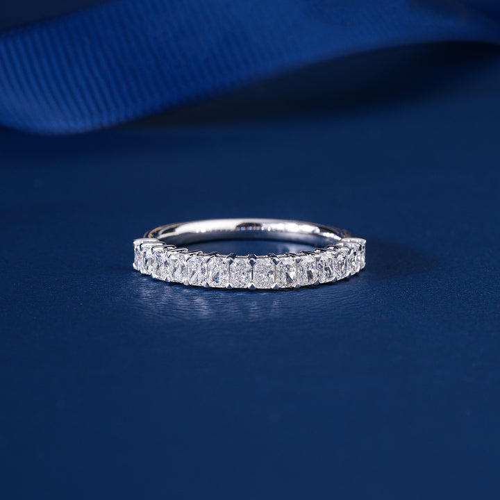 0.80 TCW Radiant Cut Lab Diamond Half Eternity Wedding Band