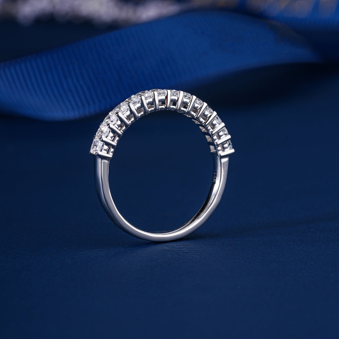0.80 TCW Radiant Cut Lab Diamond Half Eternity Wedding Band