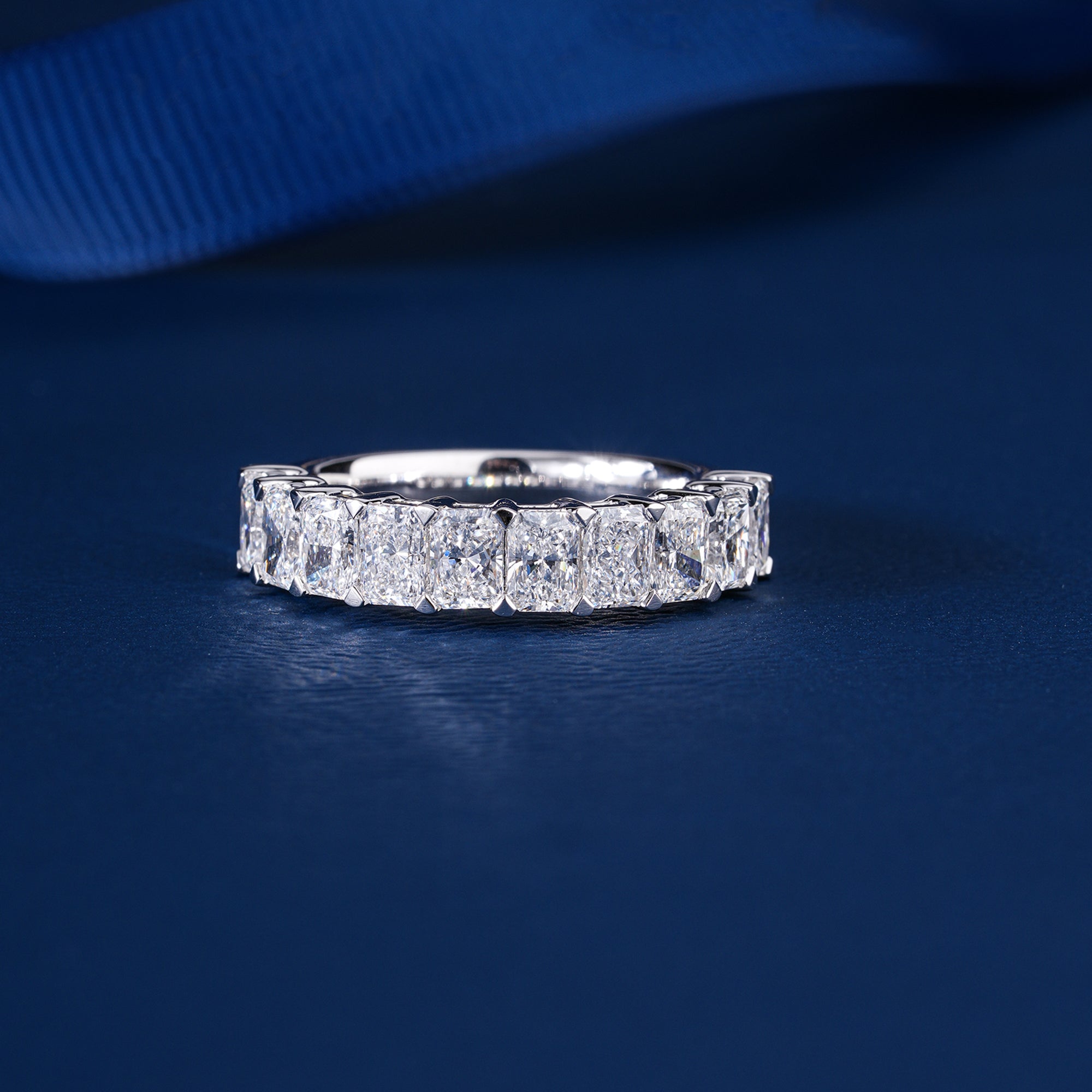 2.30 TCW Radiant Shape Lab Diamond Eternity Stackable Wedding Ring