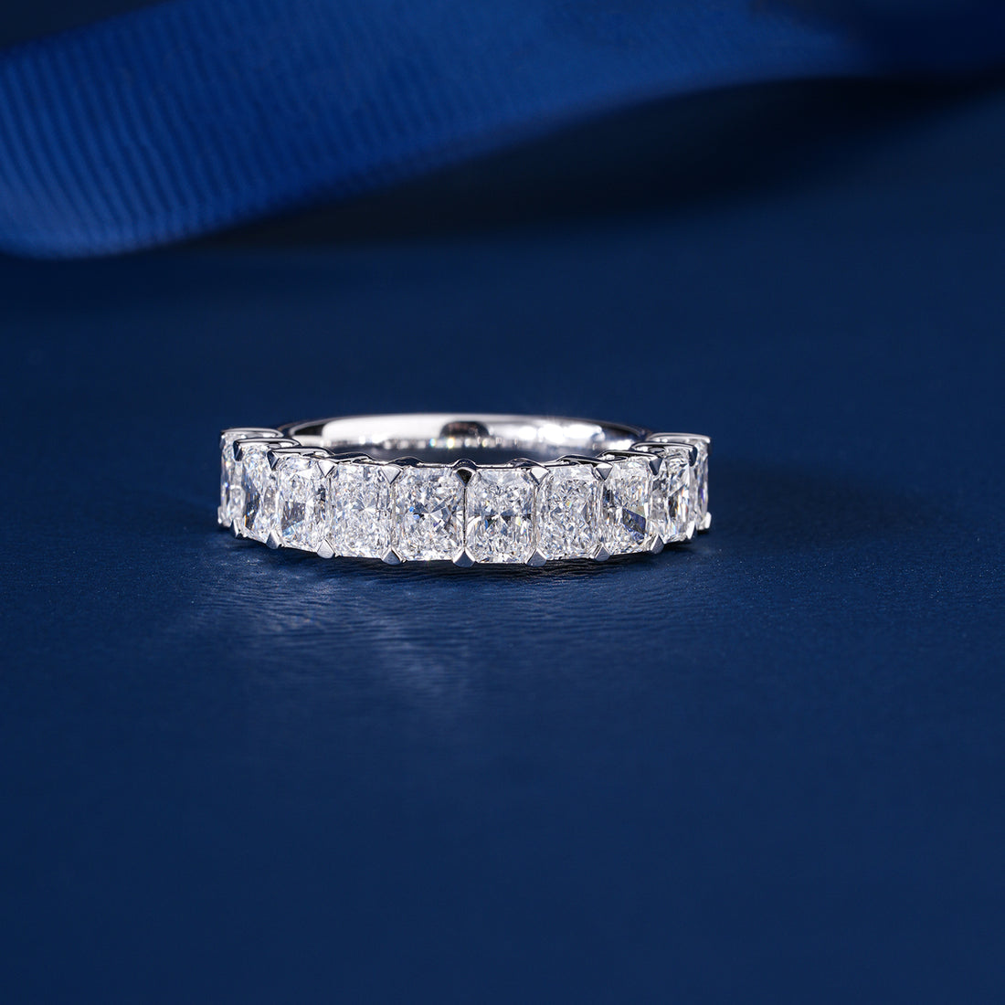 2.30 TCW Radiant Shape Lab Diamond Eternity Stackable Wedding Ring