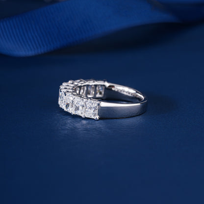 1.50 TCW Radiant Cut Half Eternity Minimalist Anniversary Ring Wedding Band
