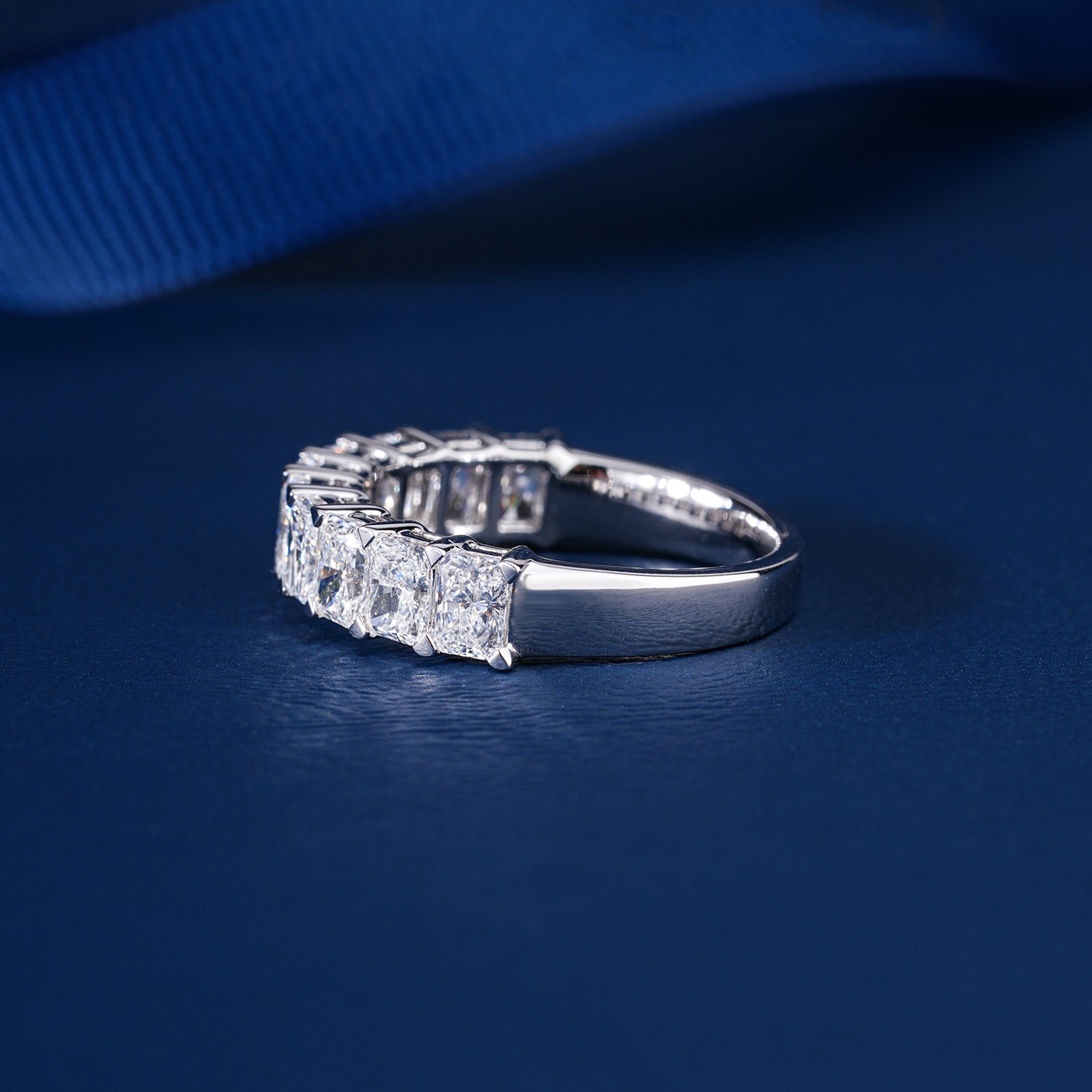 2.30 TCW Radiant Shape Lab Diamond Eternity Stackable Wedding Ring