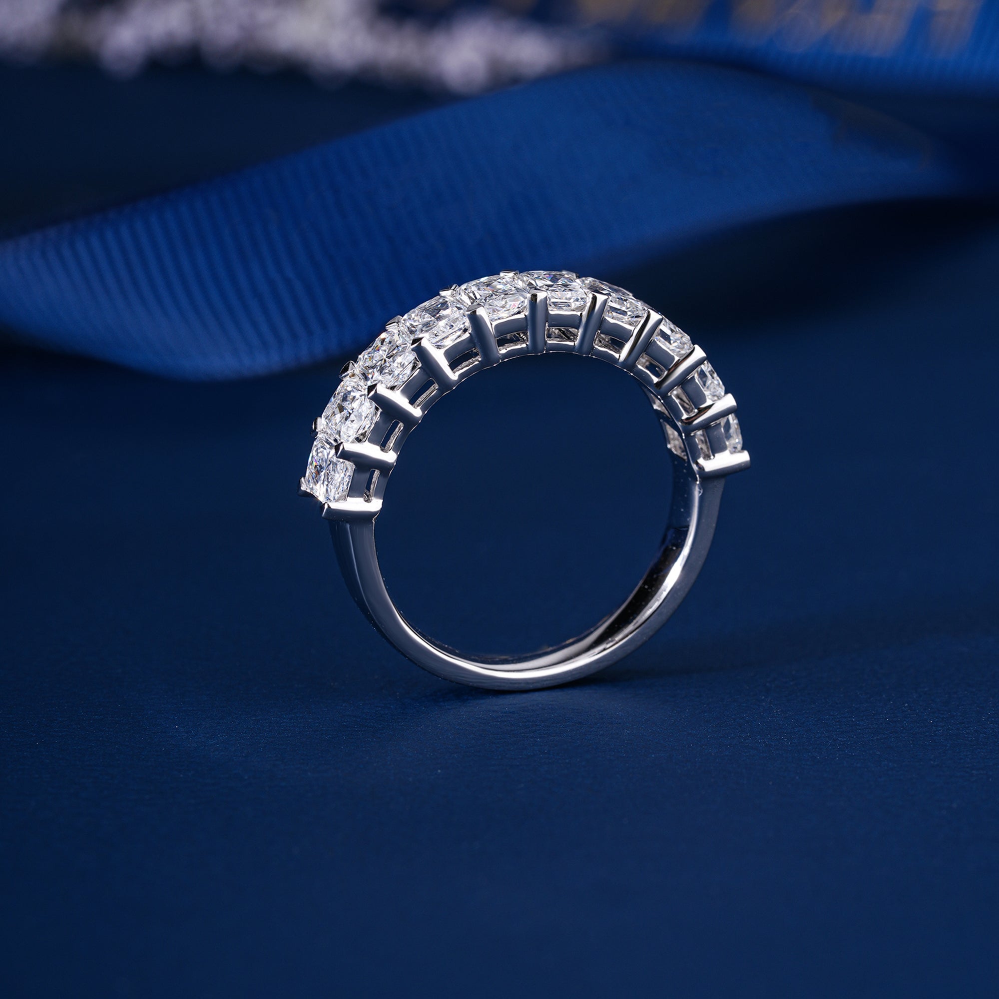 2.30 TCW Radiant Shape Lab Diamond Eternity Stackable Wedding Ring