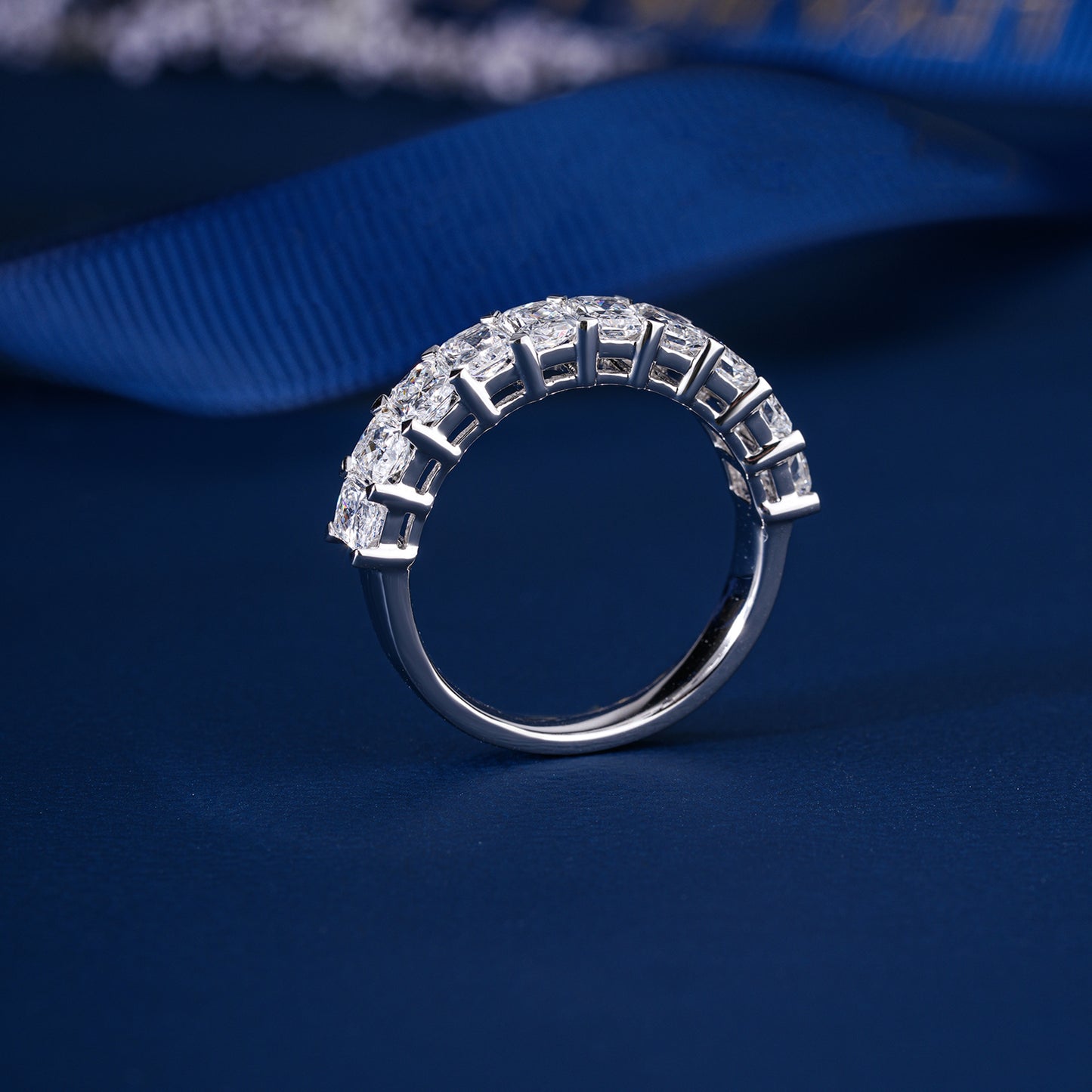 2.30 TCW Radiant Shape Lab Diamond Eternity Stackable Wedding Ring