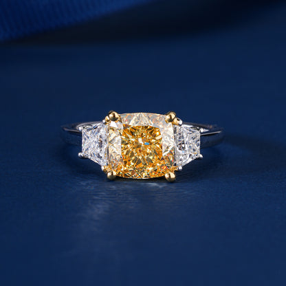 3.00 CT Cushion Cut Diamond Engagement Ring, solid Gold Lab Grown Three Stone Ring