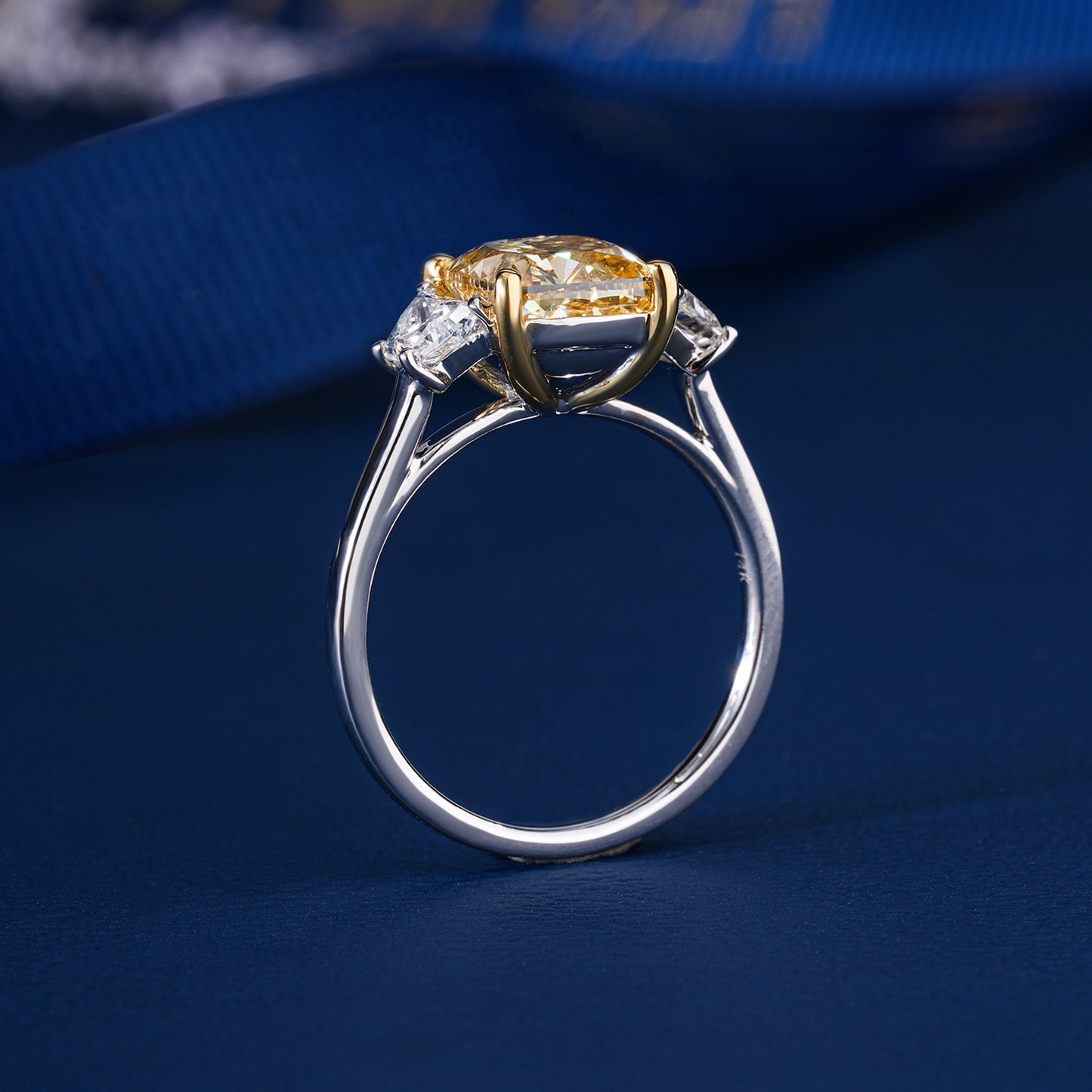 3.00 CT Cushion Cut Diamond Engagement Ring, solid Gold Lab Grown Three Stone Ring