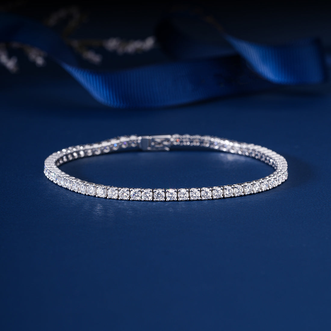 IGI Certified 4.34 CT Round Diamond Tennis Bracelet 14k White Gold Classic 4 Prong Luxury