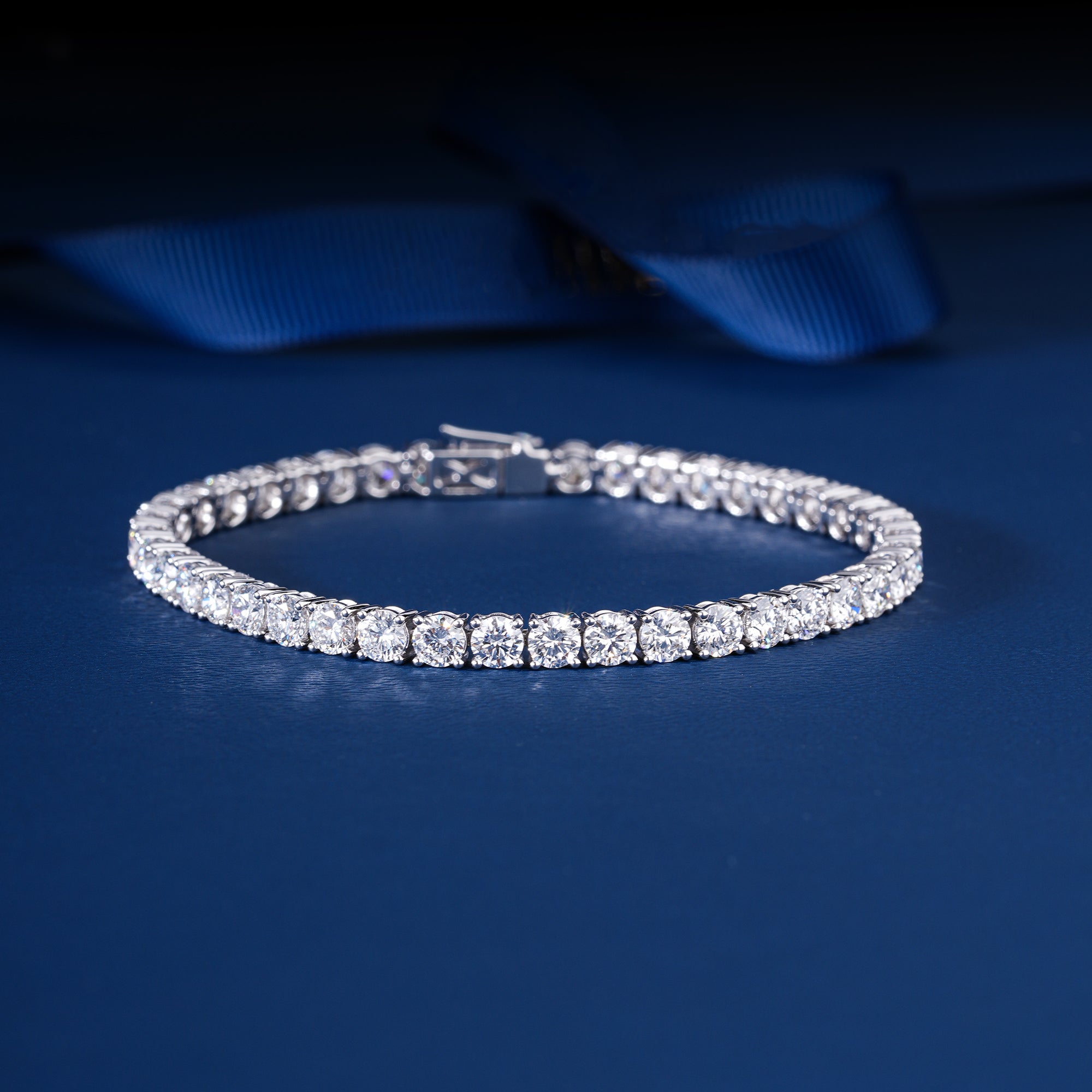 IGI Certified 4.34 CT Round Diamond Tennis Bracelet 14k White Gold Classic 4 Prong Luxury (Copy)