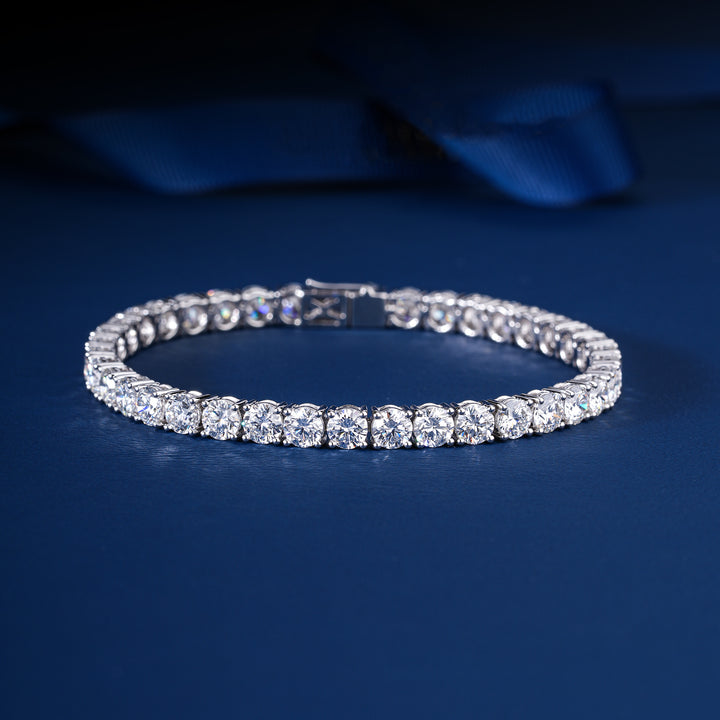 Heavy 8 CT Diamond Line Bracelet 3.5mm Stones Sparkly Stacking Bangle Bridal Wedding Jewelry