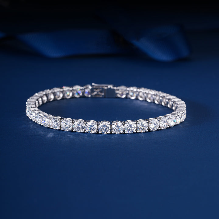 IGI Certified 20.62 CT Lab Grown Diamond Tennis Bracelet Round Cut 5mm Luxury Anniversary Jewelry