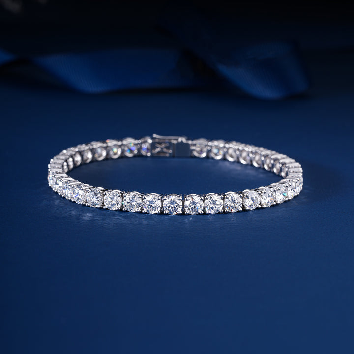 IGI Certified 26.28 CT Lab Grown Diamond Tennis Bracelet Massive 5.5mm Round Brilliant Cut Luxury Anniversary Jewelry