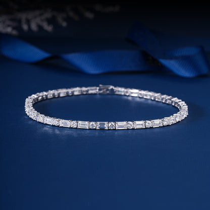Emerald-Round Lab Grown Diamond Mixed Shape Tennis Bracelet