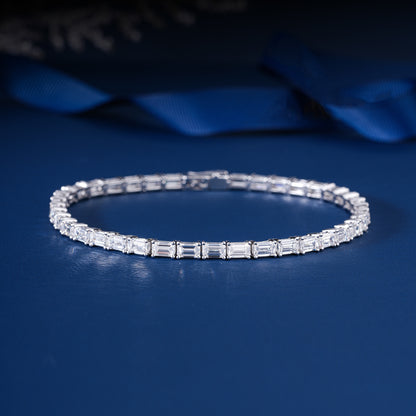 Emerald Cut Lab Grown Diamond Tennis Bracelet