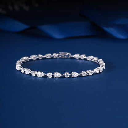 Pear & Round Lab Grown Diamond Tennis Bracelet
