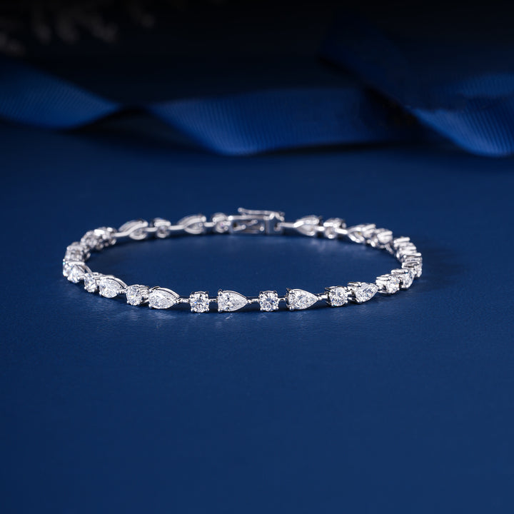 Romantic 4.50 Carat Pear And Round Cut Lab Grown Tennis Bracelet Unique