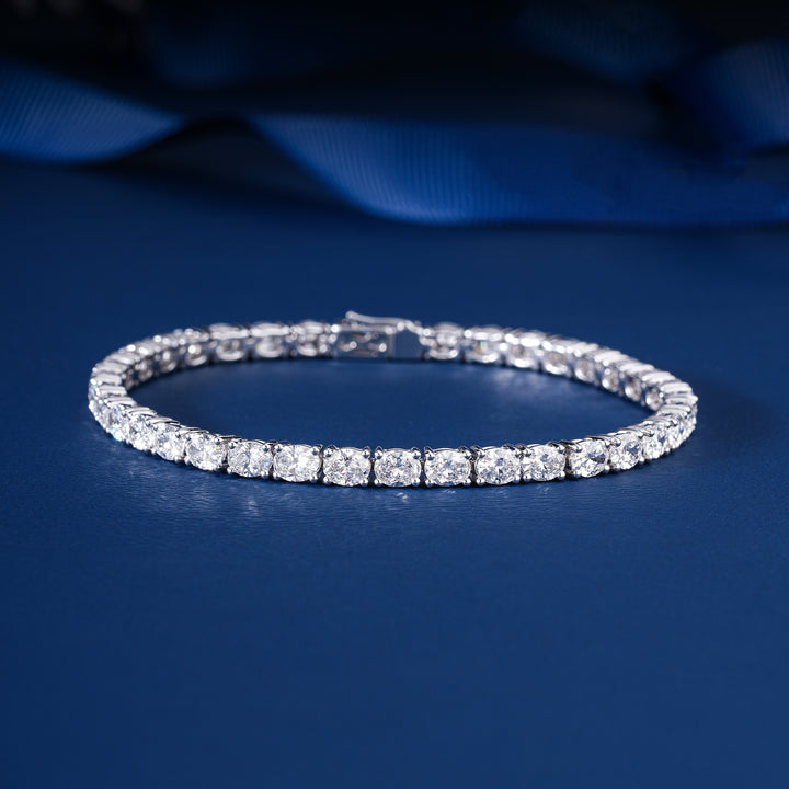 Sparkly 7.50 Carat Oval Shape Lab Grown Diamond Tennis Bracelet Elongated Stone
