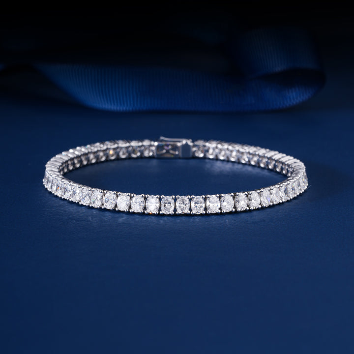 IGI Certified 8.04 CT Lab Grown Diamond Tennis Bracelet Oval Cut Luxury