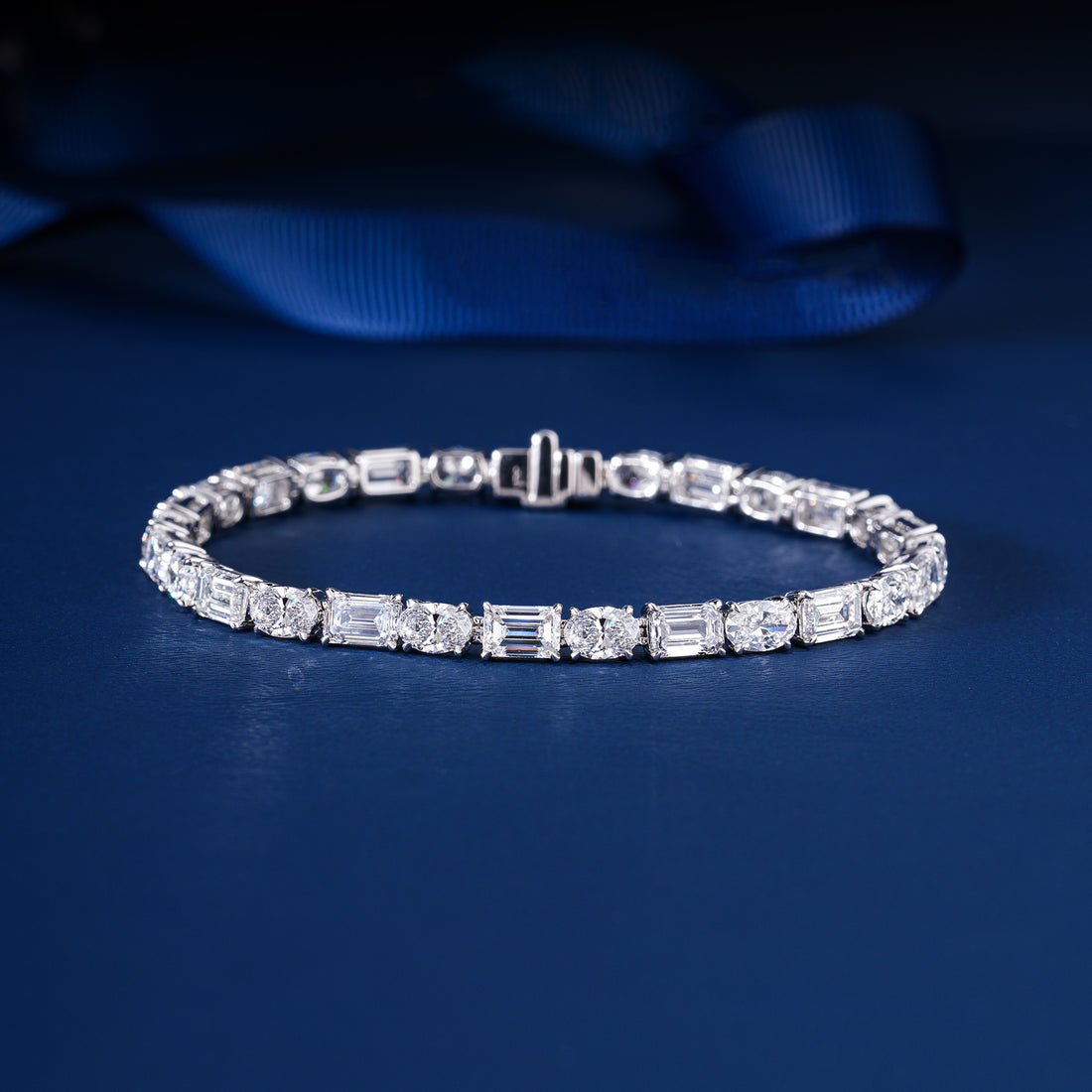 IGI Certified 14.55 CT Lab Grown Diamond Tennis Bracelet Mixed Shape Oval Emerald