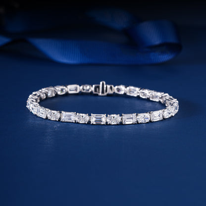 Oval-Emerald Lab Grown Diamond Mixed Shape Tennis Bracelet