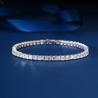 Asscher Step Cut Lab Grown Diamond Tennis Bracelet