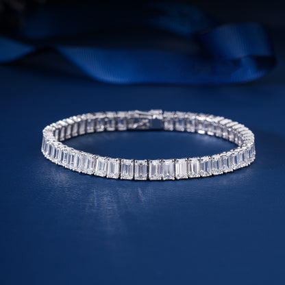 Emerald Cut Lab Grown Diamond Tennis Bracelet
