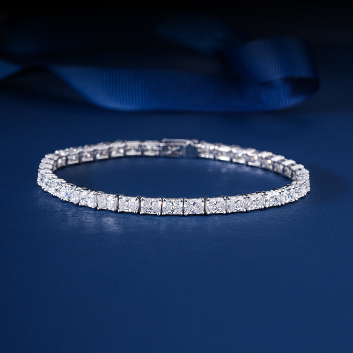 Thick 12.964 CTW Lab Grown Tennis Bracelet 4.7mm Rectangular Diamond Bridal Gift For