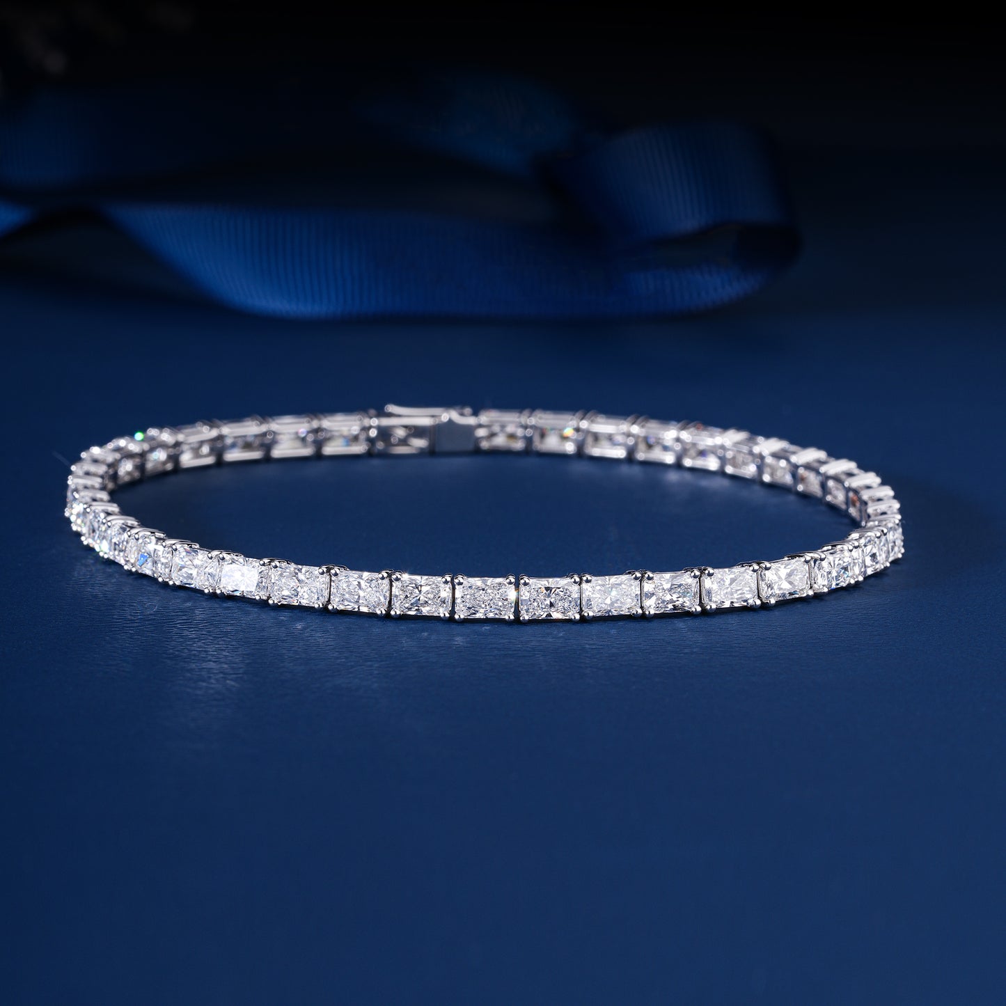 Elongated Radiant Cut Lab Grown Tennis Bracelet