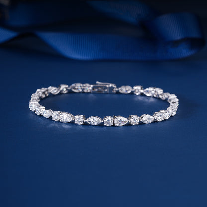 Pear-Marquise-Round Multi Cut Lab Grown Diamond Tennis Bracelet