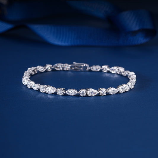 Pear-Marquise-Round Multi Cut Lab Grown Diamond Tennis Bracelet