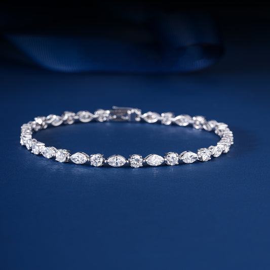 Marquise-Round Multi Cut Lab Grown Diamond Tennis Bracelet