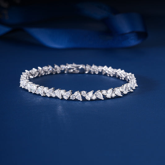 Pear-Round Lab Grown Diamond Mixed Cut Tennis Bracelet