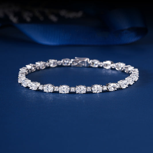 Oval-Round Lab Grown Diamond Tennis Bracelet