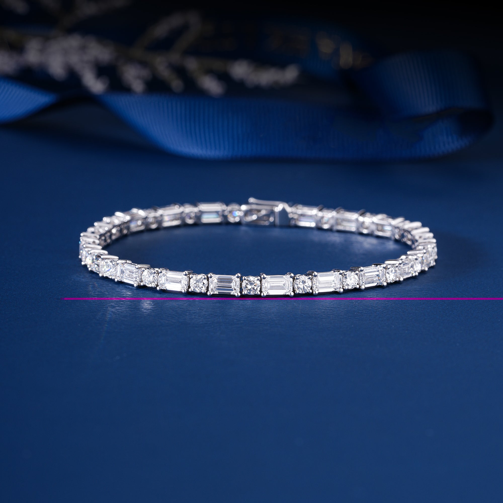 IGI Certified 8.44 CT Lab Grown Diamond Tennis Bracelet Emerald and Round Mixed Cut Luxury Anniversary Jewelry for Women Wedding Gift