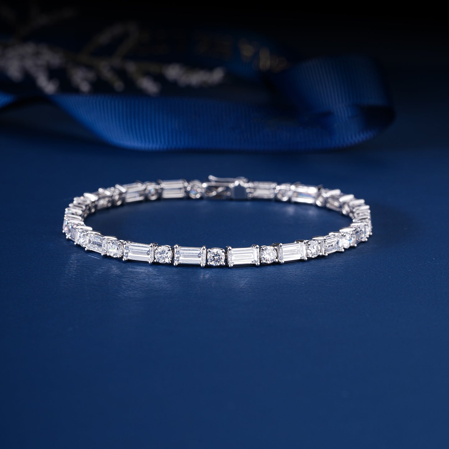 Baguette-Round Lab Grown Diamond Tennis Bracelet