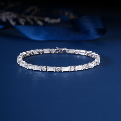 Baguette-Round Lab Grown Diamond Tennis Bracelet