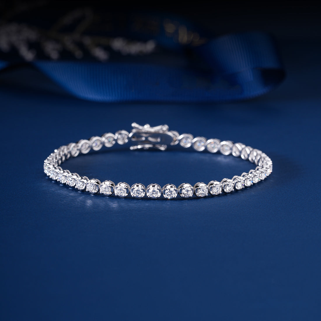 IGI Certified 3.08 CT Lab Grown Diamond Tennis Bracelet Round Cut 2.6mm Luxury Anniversary Jewelry for Women Wedding Gift