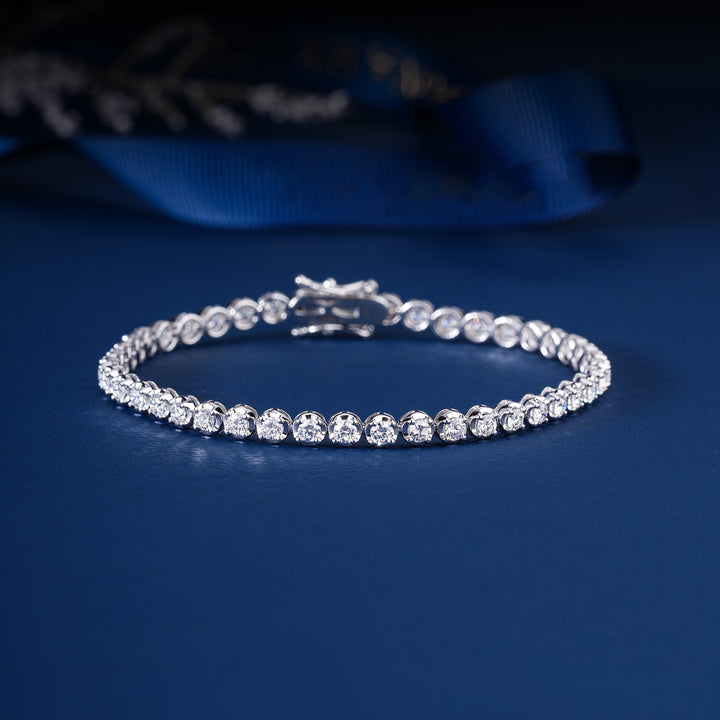 IGI Certified 3.08 CT Lab Grown Diamond Tennis Bracelet Round Cut 2.6mm Luxury Anniversary Jewelry for Women Wedding Gift