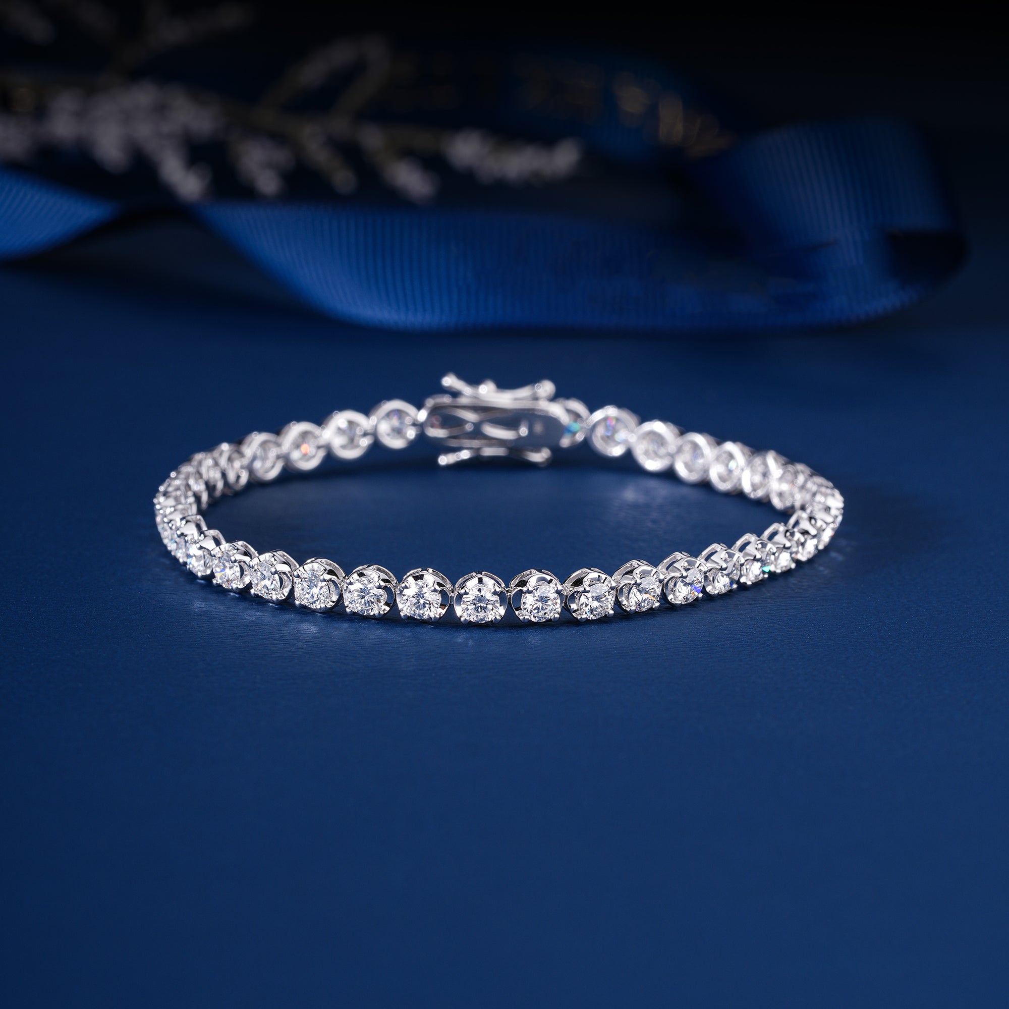 IGI Certified 4.97 CT Lab Grown Diamond Tennis Bracelet Round Cut Luxury Anniversary Jewelry for Women