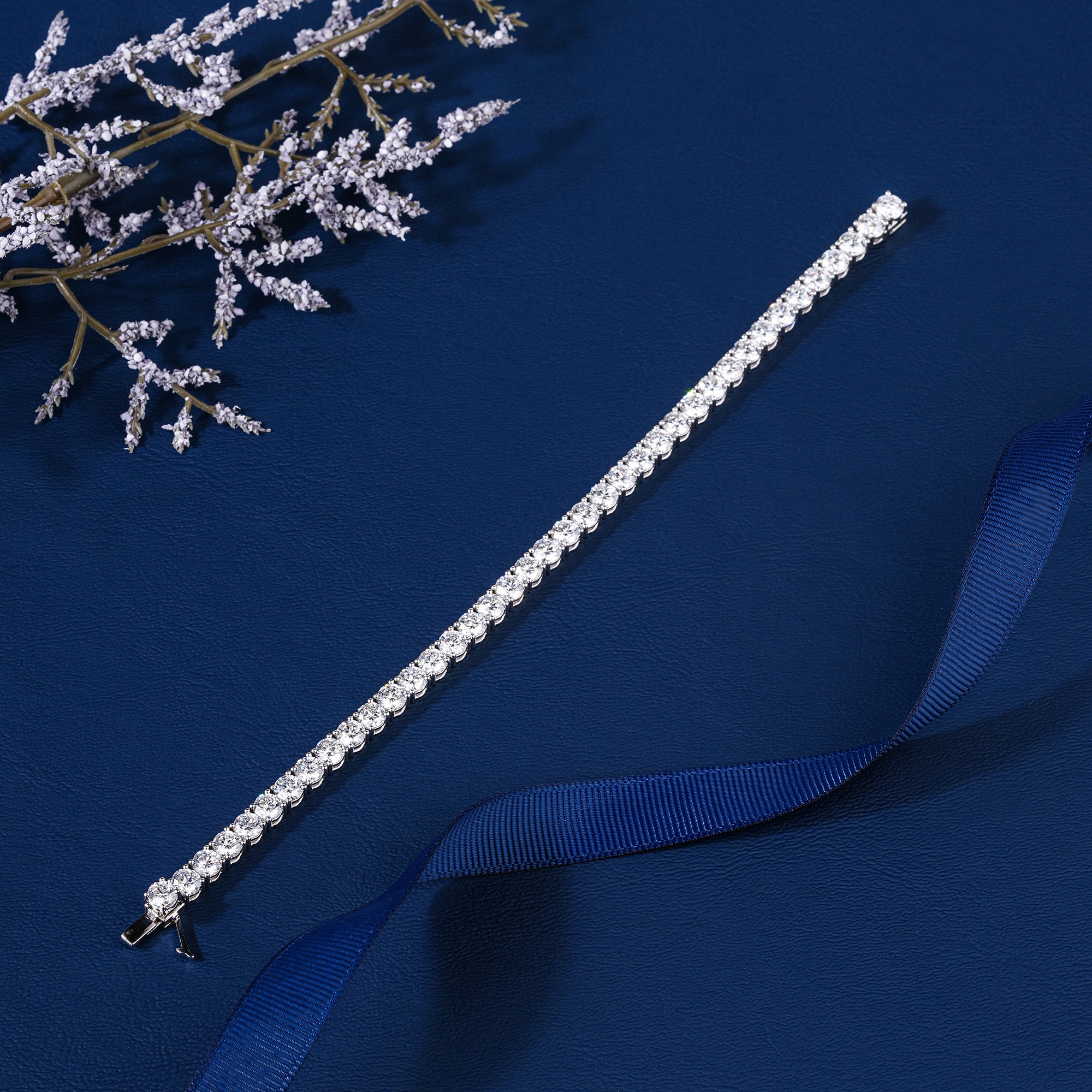 Heavy 8 CT Diamond Line Bracelet 3.5mm Stones Sparkly Stacking Bangle Bridal Wedding Jewelry