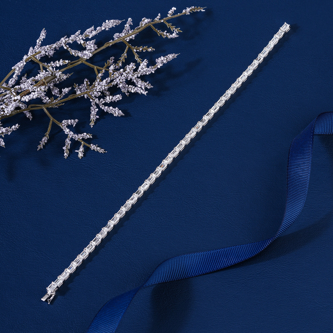 Modern 12.77 CT Emerald Cut Lab Grown Diamond Tennis Bracelet East West Setting