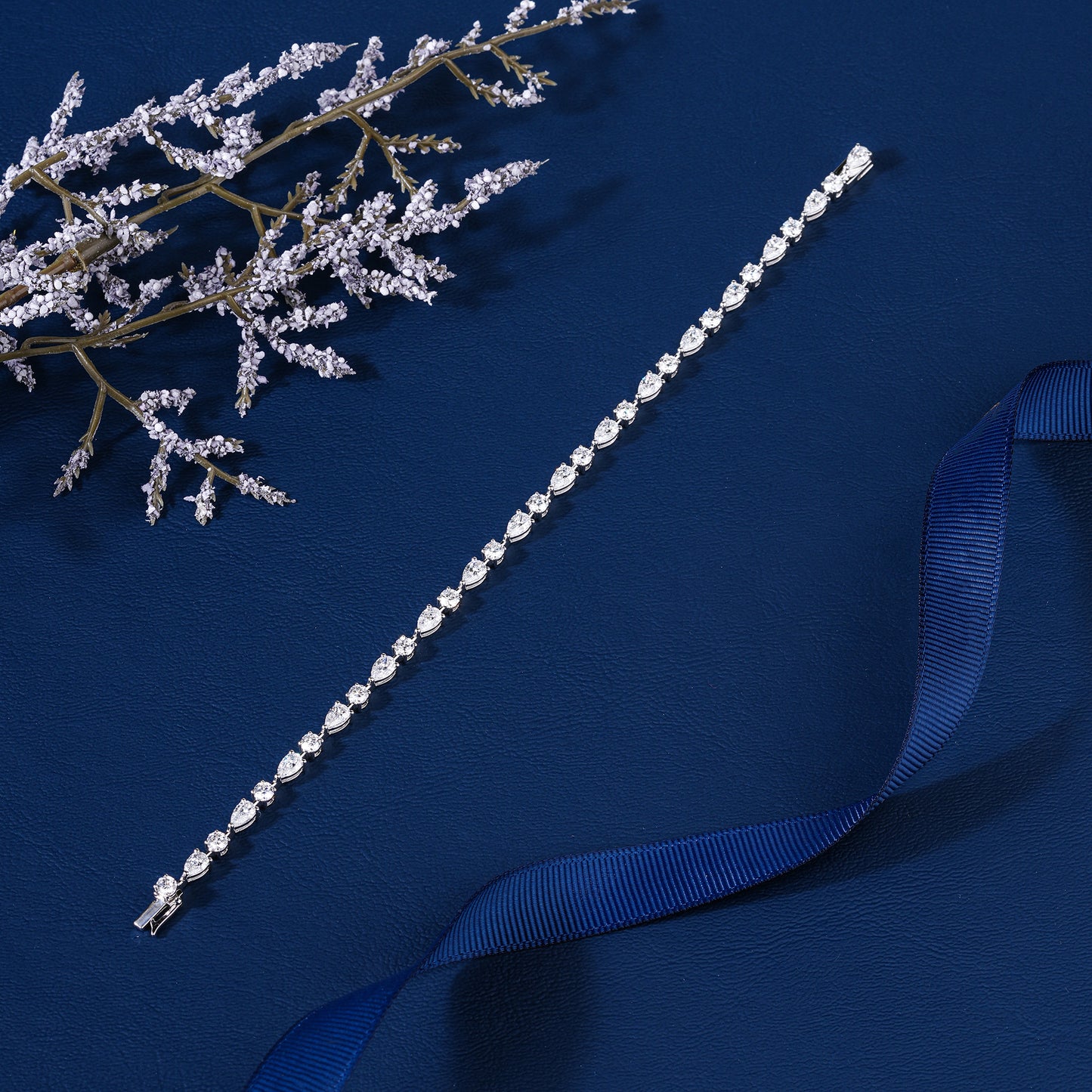 Pear & Round Lab Grown Diamond Tennis Bracelet