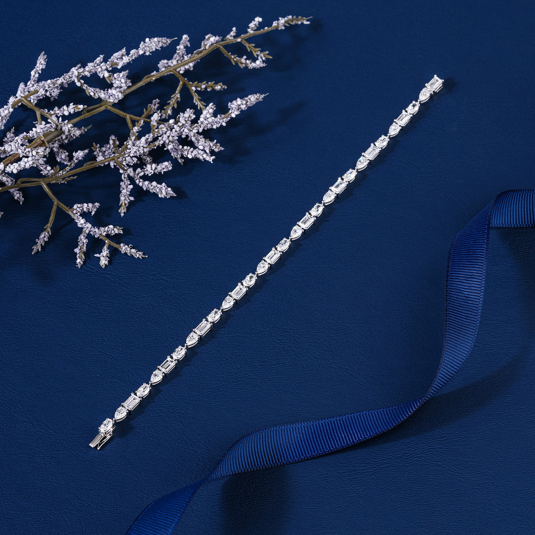 IGI Certified 6.76 CT Lab Grown Diamond Tennis Bracelet Mixed Shape Oval Pear Baguette