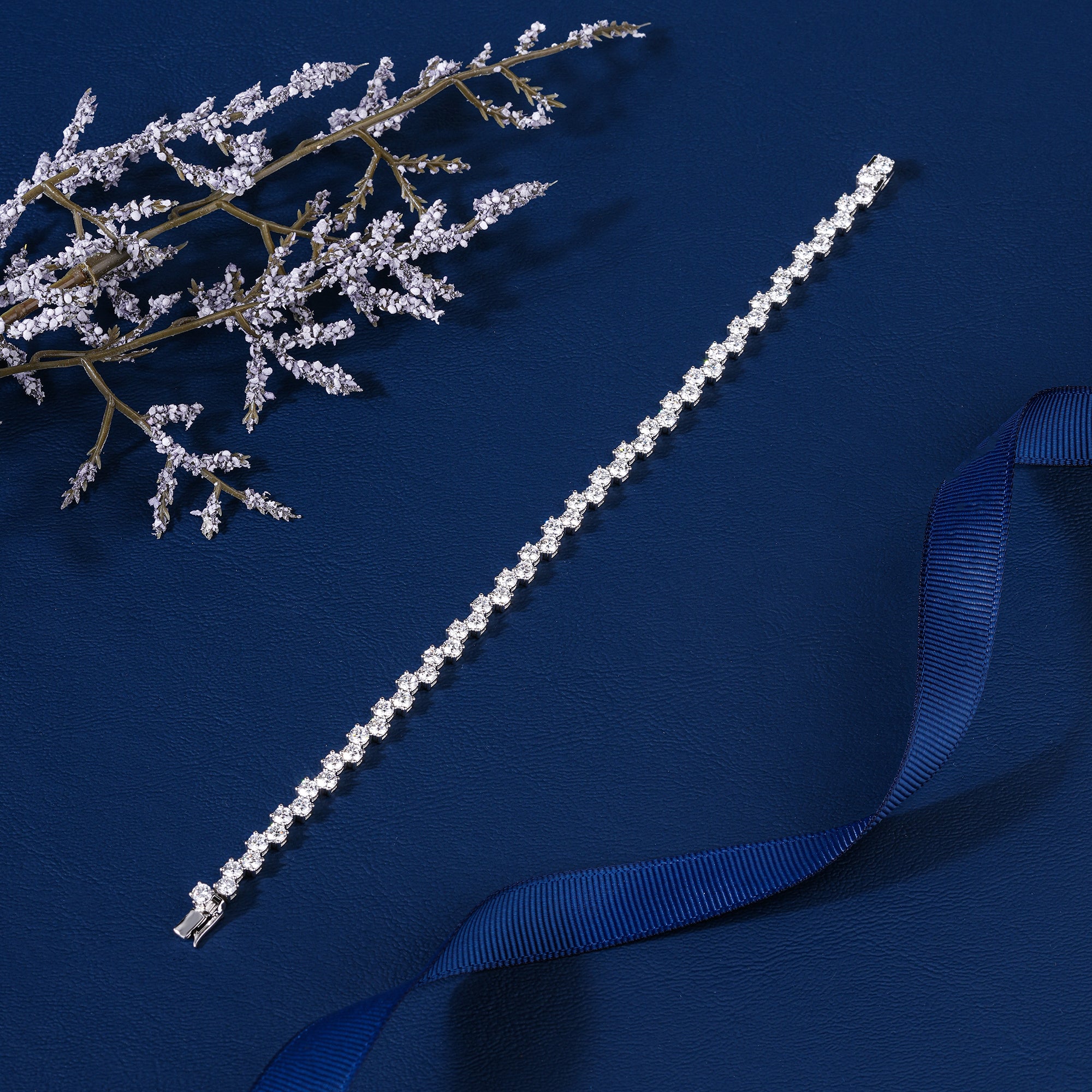 Modern 6.40 Carat Staggered Tennis Bracelet Lab Grown Diamond Round Stone Wide Look