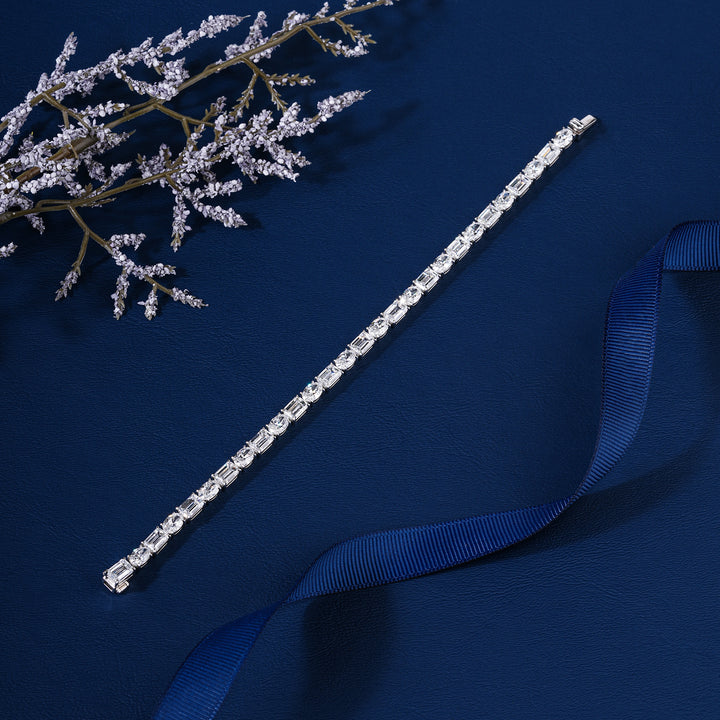 IGI Certified 14.55 CT Lab Grown Diamond Tennis Bracelet Mixed Shape Oval Emerald